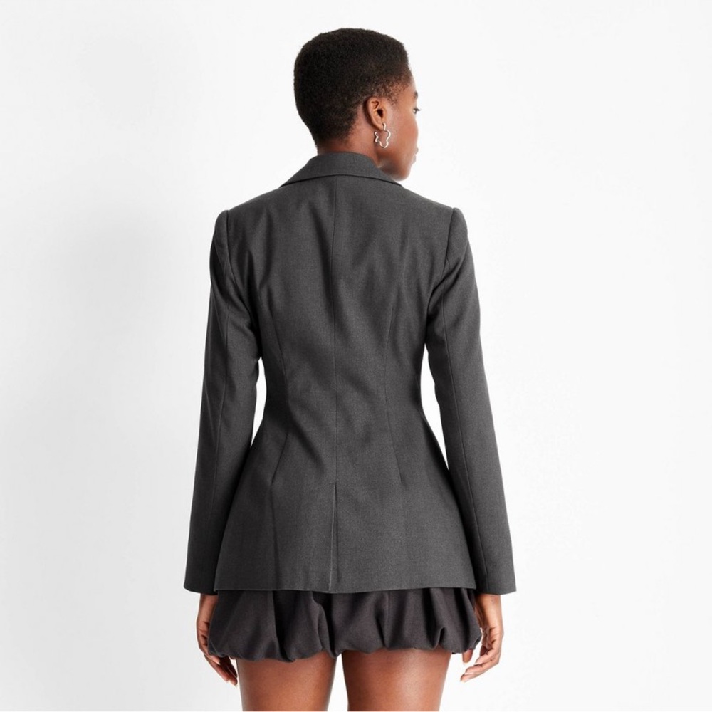 Future Collective Nipped waist charcoal blazer size large NWT - Picture 3 of 6